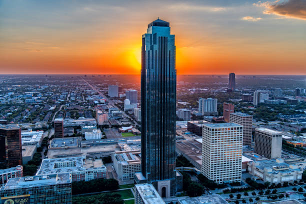 Houston Galleria skyline at sunset